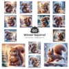 Winter Squirrel JPG Clipart Collection - 60 JPG, Snow Animal Graphics, Winter Woodland Printables, Commercial use, Digital download