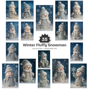 Winter Snowman JPG Clipart Collection - 35 JPG, Christmas Snowman Graphics, Snowy Scene Printable, Commercial use, Digital download