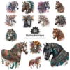 Boho Horses PNG Clipart Collection - 61 PNG, Bohemian Style Horse Graphics, Horses and Flowers Printable, Commercial use, Digital download