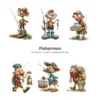 Fisherman Whimsical Clipart - 60 PNG, Grandpa Graphics, Rustic Lake Life Illustration, Humor Clipart, Commercial use, Digital download