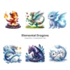Elemental Dragons PNG Clipart Collection - 65 PNG, Fantasy Creature Graphics, Enchanted Printables, Commercial use, Digital download
