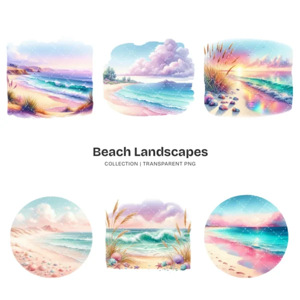 Beach Landscapes PNG Clipart Collection - 61 PNG, Scenic Coastal Graphics, Summer Travel Illustration, Commercial use, Digital download