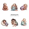 Sleeping Girl PNG Clipart Collection - 63 PNG, Sleeping Toddler Graphics, Baby Girl, Teddy Bear Printable, Commercial use, Digital download