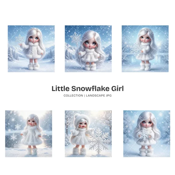Little Snowflake Girl PNG Clipart Collection - 62 PNG, Snowy Princess Graphics, Winter Fantasy Printable, Commercial use, Digital download