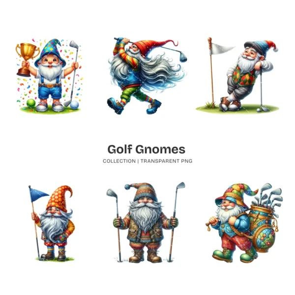 Golf Gnomes PNG Clipart Collection - 61 PNG, Golfing Graphics, Sport Gnome, Athletic Printable, Commercial use, Digital download