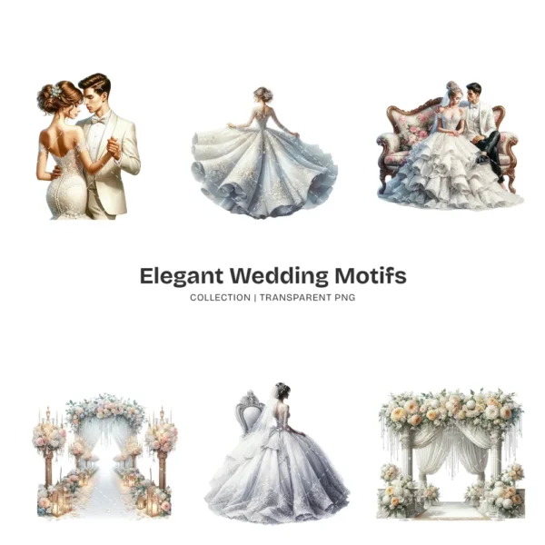 Elegant Wedding Motifs PNG Clipart Collection - 72 PNG, Save the date Graphics, Wedding Planner Printable, Commercial use, Digital download