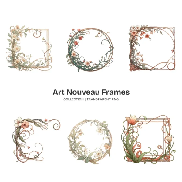 Art Nouveau Frames PNG Clipart Collection - 67 PNG, Chinoiserie Graphics, Baroque, Autumn Frames Printables, Commercial use,Digital download