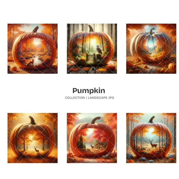 Pumpkin JPG Clipart Collection - 63 JPG, Fall Woodland Graphics, Wildlife, Rustic Forest Printables, Commercial use, Digital download