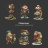 Fisherman Whimsical Clipart - 60 PNG, Grandpa Graphics, Rustic Lake Life Illustration, Humor Clipart, Commercial use, Digital download