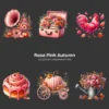 Rose Autumn PNG Clipart Collection - 60 PNG, Autumn Graphics, Pink Autumn, Coquette Fall Printables, Commercial use, Digital download