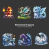 Elemental Dragons PNG Clipart Collection - 65 PNG, Fantasy Creature Graphics, Enchanted Printables, Commercial use, Digital download