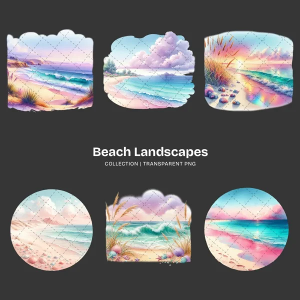 Beach Landscapes PNG Clipart Collection - 61 PNG, Scenic Coastal Graphics, Summer Travel Illustration, Commercial use, Digital download