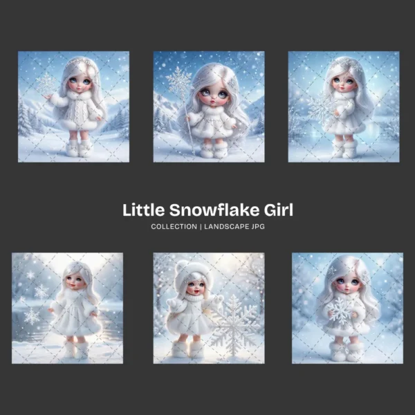 Little Snowflake Girl PNG Clipart Collection - 62 PNG, Snowy Princess Graphics, Winter Fantasy Printable, Commercial use, Digital download