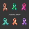 Awareness Ribbons PNG Clipart Collection - 60 PNG, Mental Health Graphics, Support Symbols Printable, Commercial use, Digital download