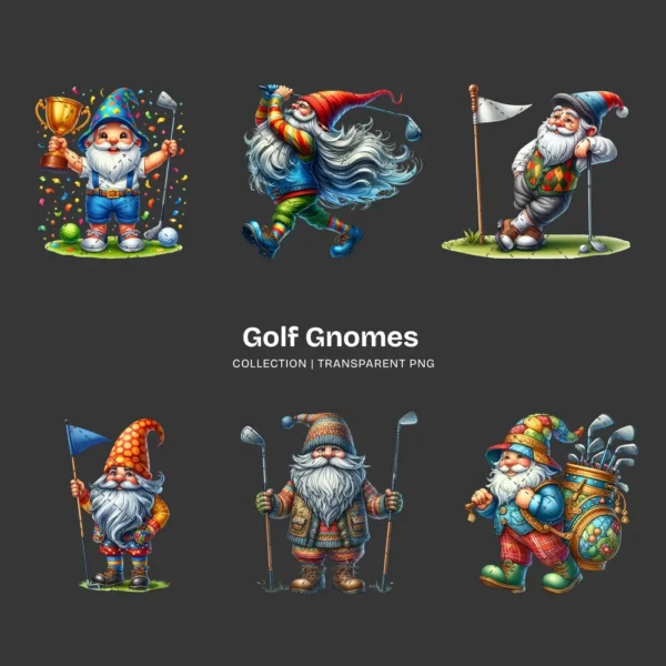 Golf Gnomes PNG Clipart Collection - 61 PNG, Golfing Graphics, Sport Gnome, Athletic Printable, Commercial use, Digital download