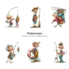 Fisherman Whimsical Clipart - 60 PNG, Grandpa Graphics, Rustic Lake Life Illustration, Humor Clipart, Commercial use, Digital download