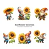 Sunflower Gnomes PNG Clipart Collection - 60 PNG, Floral Gnome Graphics, Gnome Party, Garden Printables, Commercial use, Digital download