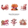 Rose Autumn PNG Clipart Collection - 60 PNG, Autumn Graphics, Pink Autumn, Coquette Fall Printables, Commercial use, Digital download
