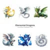 Elemental Dragons PNG Clipart Collection - 65 PNG, Fantasy Creature Graphics, Enchanted Printables, Commercial use, Digital download
