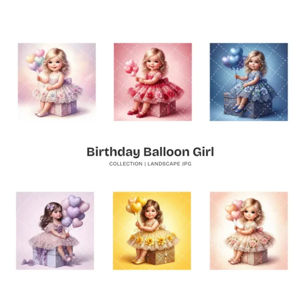 Birthday Balloon Girl PNG Clipart Collection - 62 PNG, Heart Balloons Graphics, Birthday Girl Printable, Commercial use, Digital download