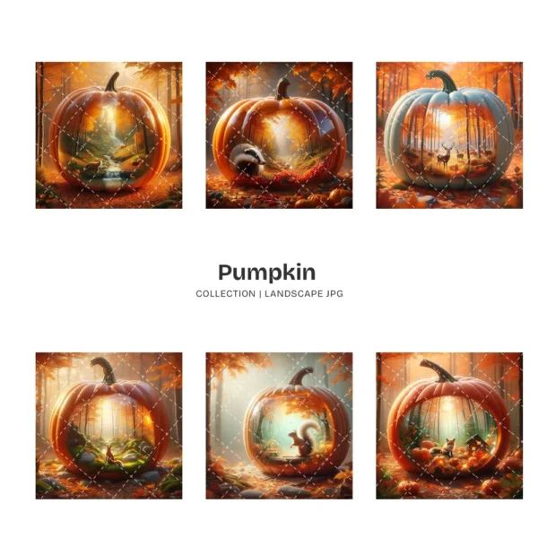 Pumpkin JPG Clipart Collection - 63 JPG, Fall Woodland Graphics, Wildlife, Rustic Forest Printables, Commercial use, Digital download