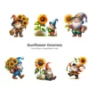 Sunflower Gnomes PNG Clipart Collection - 60 PNG, Floral Gnome Graphics, Gnome Party, Garden Printables, Commercial use, Digital download