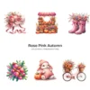 Rose Autumn PNG Clipart Collection - 60 PNG, Autumn Graphics, Pink Autumn, Coquette Fall Printables, Commercial use, Digital download
