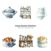 Cozy Rustic Kitchen PNG Clipart Collection - 62 PNG, Woman Baking Graphics, Dining, Groceries, Cooking Art, Commercial use, Digital download