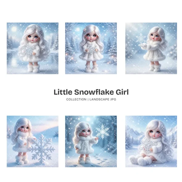 Little Snowflake Girl PNG Clipart Collection - 62 PNG, Snowy Princess Graphics, Winter Fantasy Printable, Commercial use, Digital download