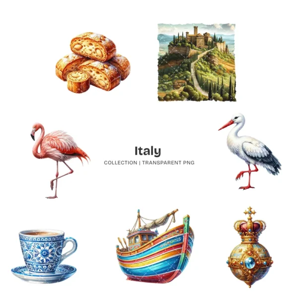 Italy PNG Clipart Collection - 120 PNG, Travel Graphics, Macarons, Italian Sightseeing Printable, Commercial use, Digital download