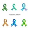 Awareness Ribbons PNG Clipart Collection - 60 PNG, Mental Health Graphics, Support Symbols Printable, Commercial use, Digital download