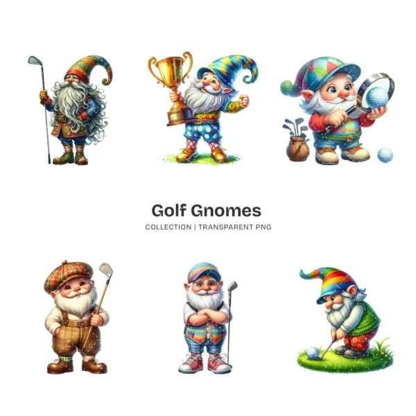 Golf Gnomes PNG Clipart Collection - 61 PNG, Golfing Graphics, Sport Gnome, Athletic Printable, Commercial use, Digital download