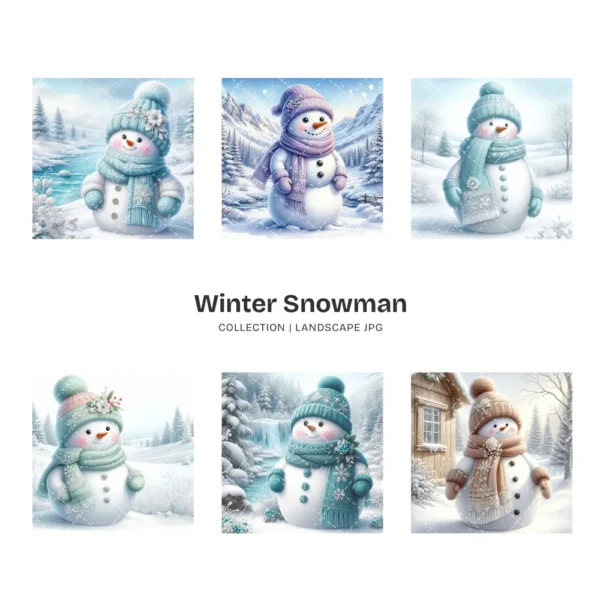 Winter Snowman JPG Clipart Collection - 55 JPG, Christmas Snowman Graphics, Snowy Scene Printable, Commercial use, Digital download