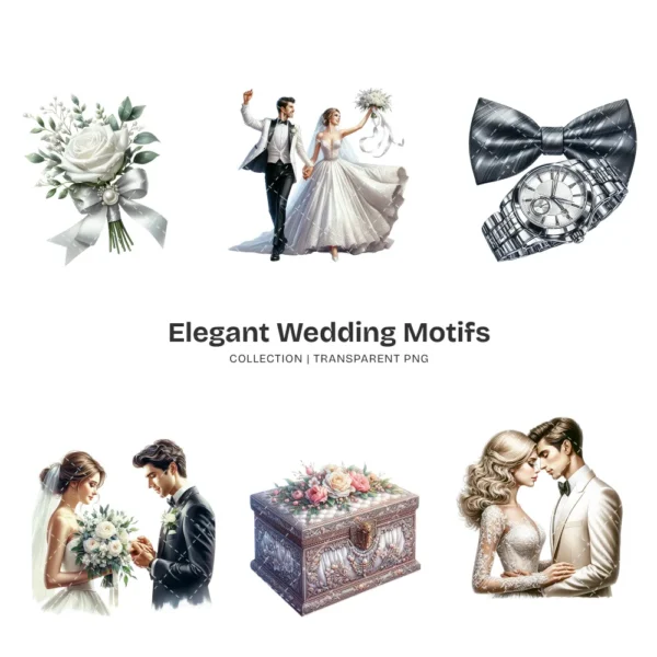 Elegant Wedding Motifs PNG Clipart Collection - 72 PNG, Save the date Graphics, Wedding Planner Printable, Commercial use, Digital download