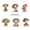 Quirky Autumn Girl Watercolor Clipart - 72 PNG, Fall Cozy Girl Graphics, Pumpkin Spice Coffee Illustration, Commercial use, Digital download