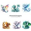 Elemental Dragons PNG Clipart Collection - 65 PNG, Fantasy Creature Graphics, Enchanted Printables, Commercial use, Digital download