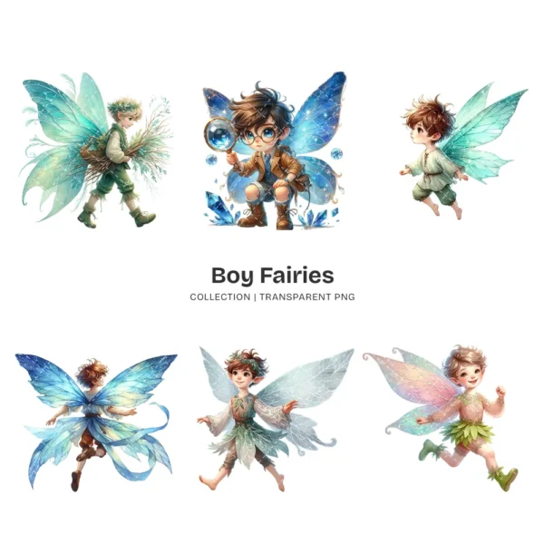 Boy Fairies PNG Clipart Collection - 68 PNG, Magical Fairy Graphics, Ethereal Fairy Printables, Commercial use, Digital download