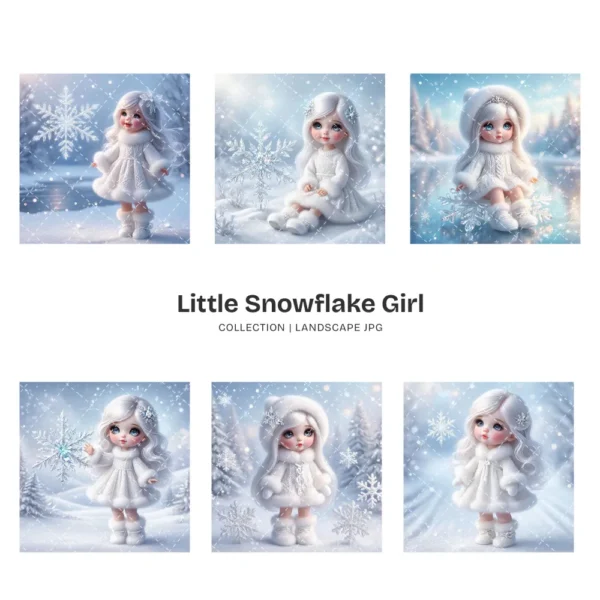 Little Snowflake Girl PNG Clipart Collection - 62 PNG, Snowy Princess Graphics, Winter Fantasy Printable, Commercial use, Digital download