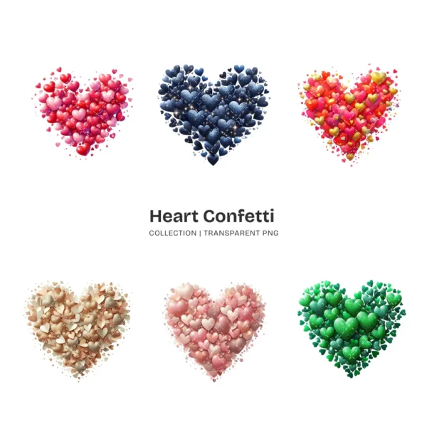 Heart Confetti PNG Clipart Collection - 60 PNG, Birthday Party Graphics, Valentine’s Day Printable, Commercial use, Digital download