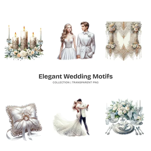 Elegant Wedding Motifs PNG Clipart Collection - 72 PNG, Save the date Graphics, Wedding Planner Printable, Commercial use, Digital download