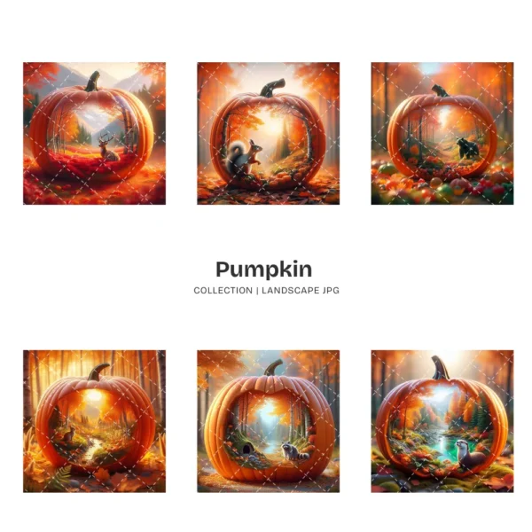 Pumpkin JPG Clipart Collection - 63 JPG, Fall Woodland Graphics, Wildlife, Rustic Forest Printables, Commercial use, Digital download