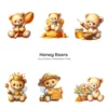 Honey Bears PNG Clipart Collection - 60 PNG, Cute Bumblebee Graphics, Teddy Bear, Bee Printables, Commercial use, Digital download