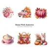 Rose Autumn PNG Clipart Collection - 60 PNG, Autumn Graphics, Pink Autumn, Coquette Fall Printables, Commercial use, Digital download