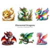 Elemental Dragons PNG Clipart Collection - 65 PNG, Fantasy Creature Graphics, Enchanted Printables, Commercial use, Digital download