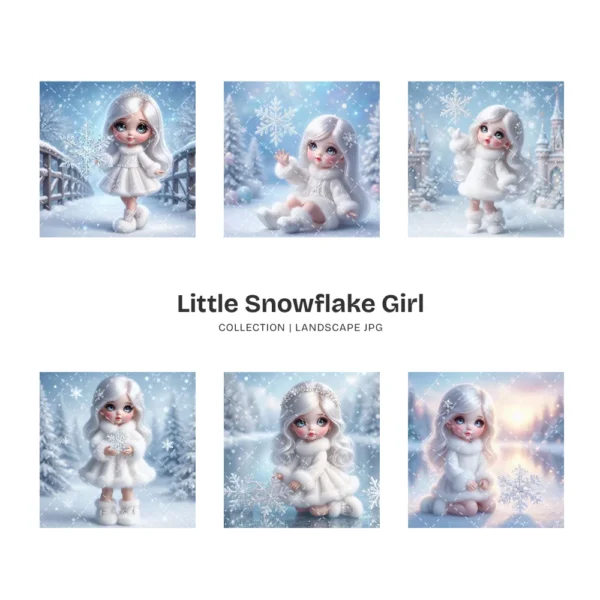 Little Snowflake Girl PNG Clipart Collection - 62 PNG, Snowy Princess Graphics, Winter Fantasy Printable, Commercial use, Digital download