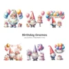 Birthday Gnomes PNG Clipart Collection - 62 PNG, Festive Graphics, Party Hat, Whimsical Printable, Commercial use, Digital download