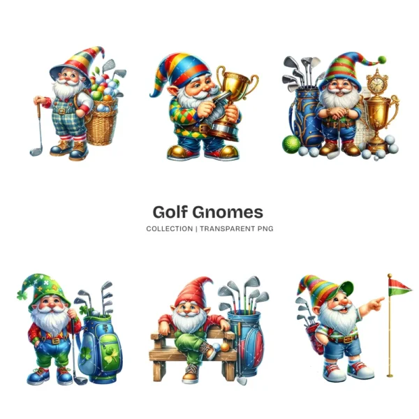 Golf Gnomes PNG Clipart Collection - 61 PNG, Golfing Graphics, Sport Gnome, Athletic Printable, Commercial use, Digital download