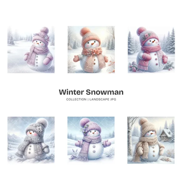 Winter Snowman JPG Clipart Collection - 55 JPG, Christmas Snowman Graphics, Snowy Scene Printable, Commercial use, Digital download