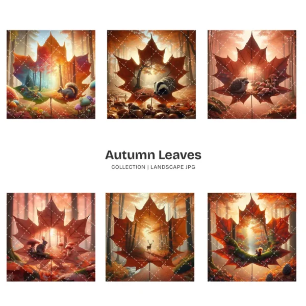 Autumn Leaves JPG Clipart Collection - 84 JPG, Fall Woodland Graphics, Wildlife, Rustic Forest Printables, Commercial use, Digital download