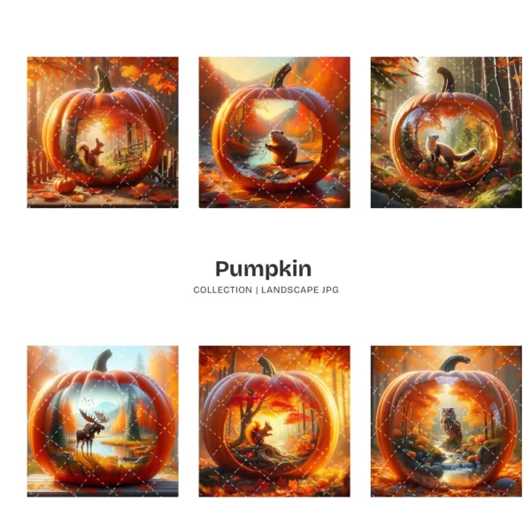 Pumpkin JPG Clipart Collection - 63 JPG, Fall Woodland Graphics, Wildlife, Rustic Forest Printables, Commercial use, Digital download